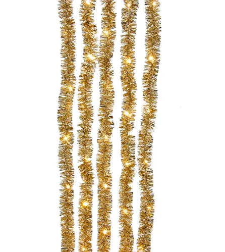100-Light Champagne Tinsel With Warm White Superbright Cascade Lights
