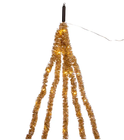 100-Light Champagne Tinsel With Warm White Superbright Cascade Lights - Image 2