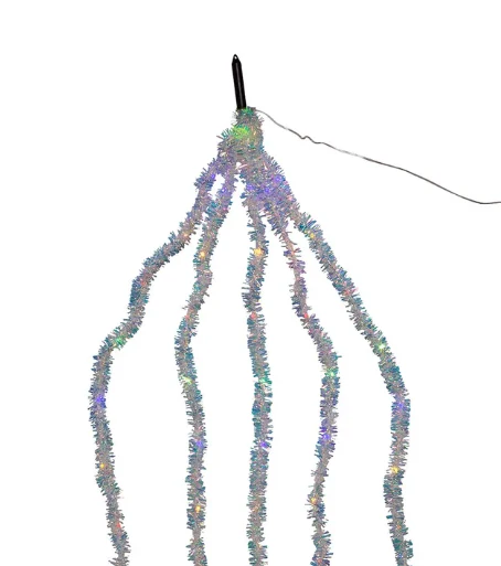 100-Light Silver Iridescent Tinsel Cascade Multicolored Superbright Light Set - Image 2