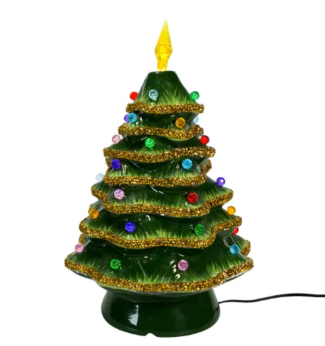 12" Light-Up Gold Glittered Christmas Tree - Image 3