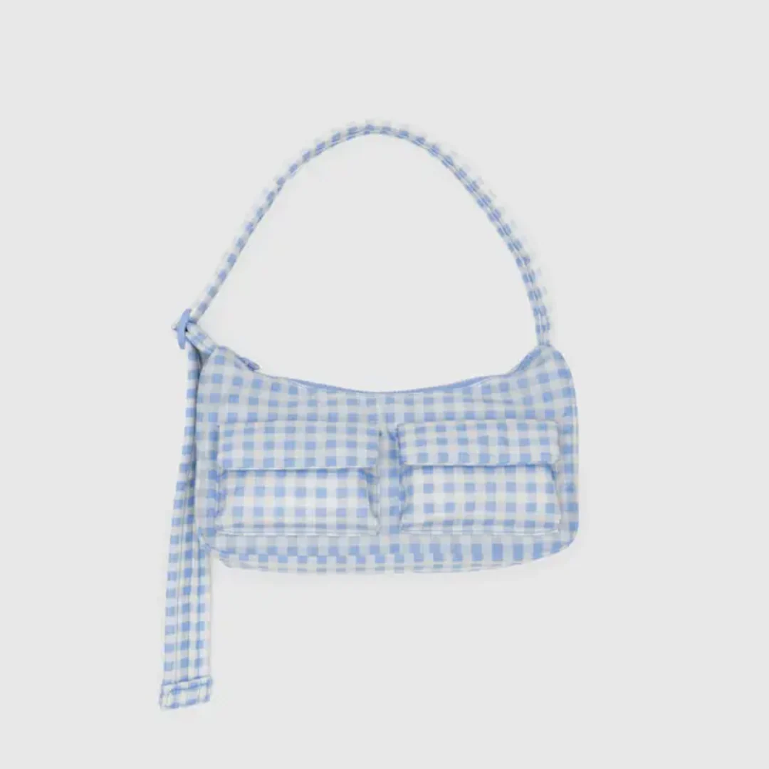 Baggu Cargo Shoulder Bag - Light Blue Gingham