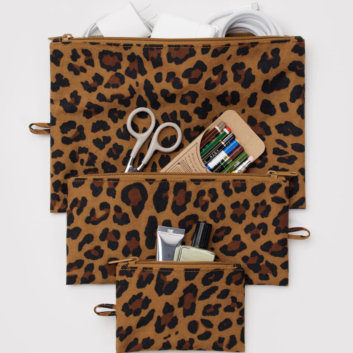 Baggu Flat Pouch Set - Leopard - Image 2