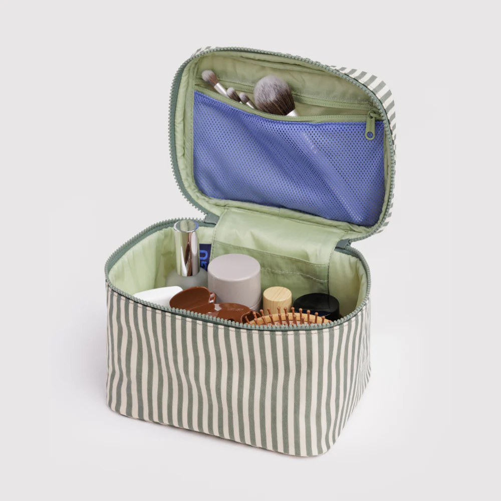Baggu Large Cosmetic Case - Sage Stripe - Image 2