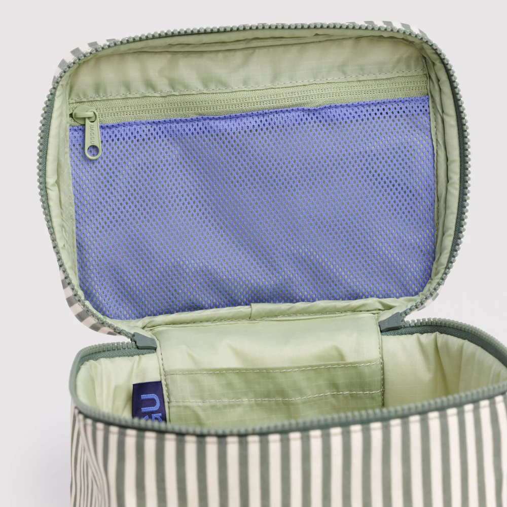 Baggu Large Cosmetic Case - Sage Stripe - Image 3