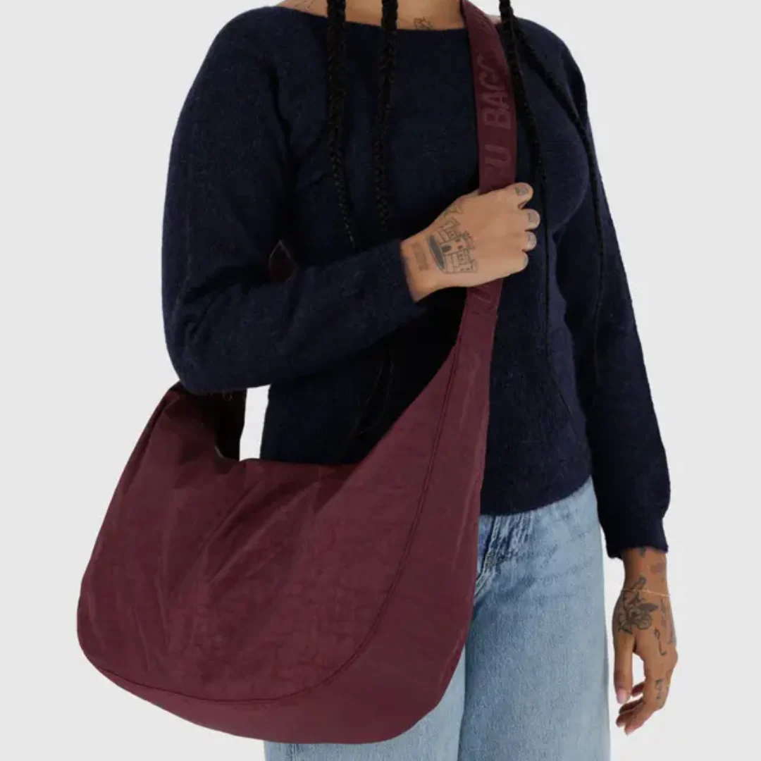 Baggu Large Nylon Crescent Bag - Mahogany - Image 2