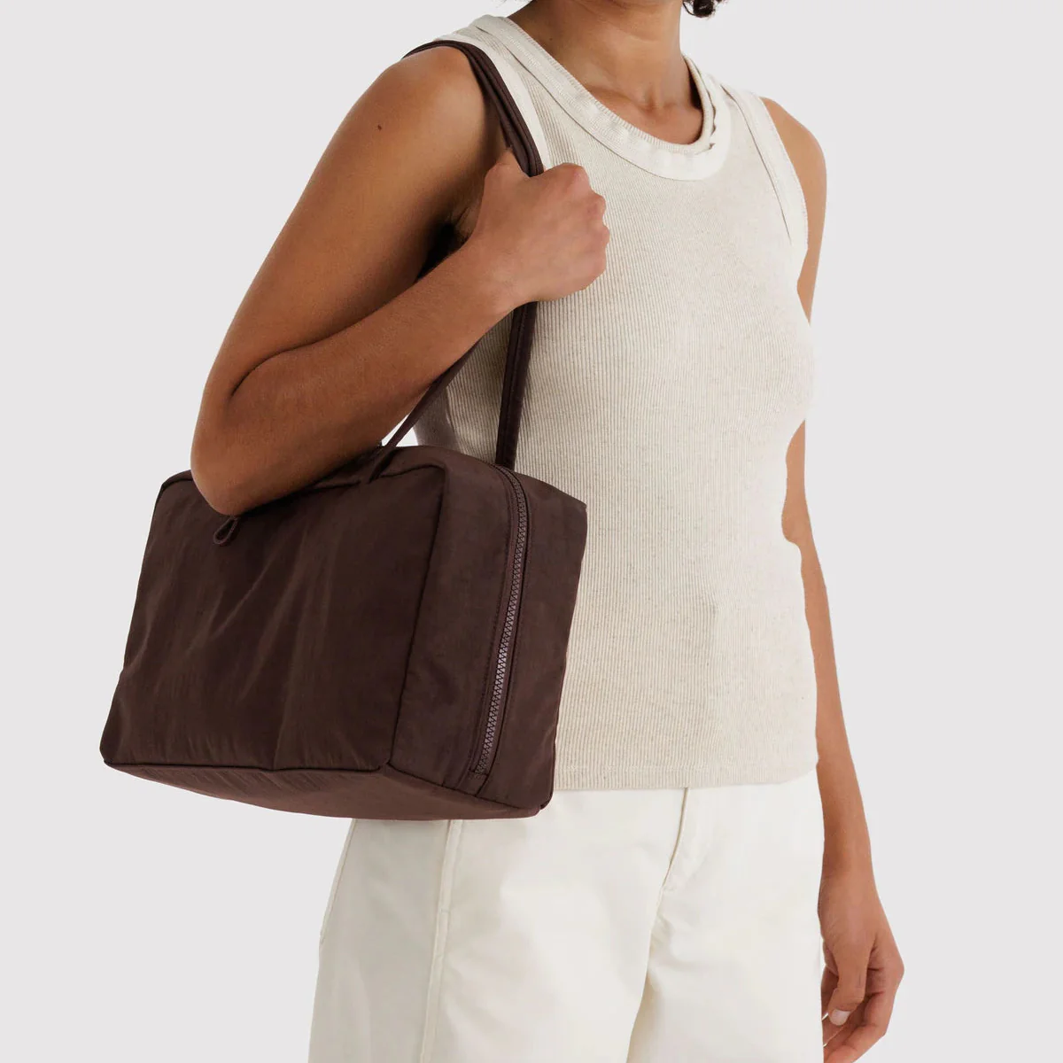 Baggu Medium Nylon Bowler Bag - Coffee - Image 3