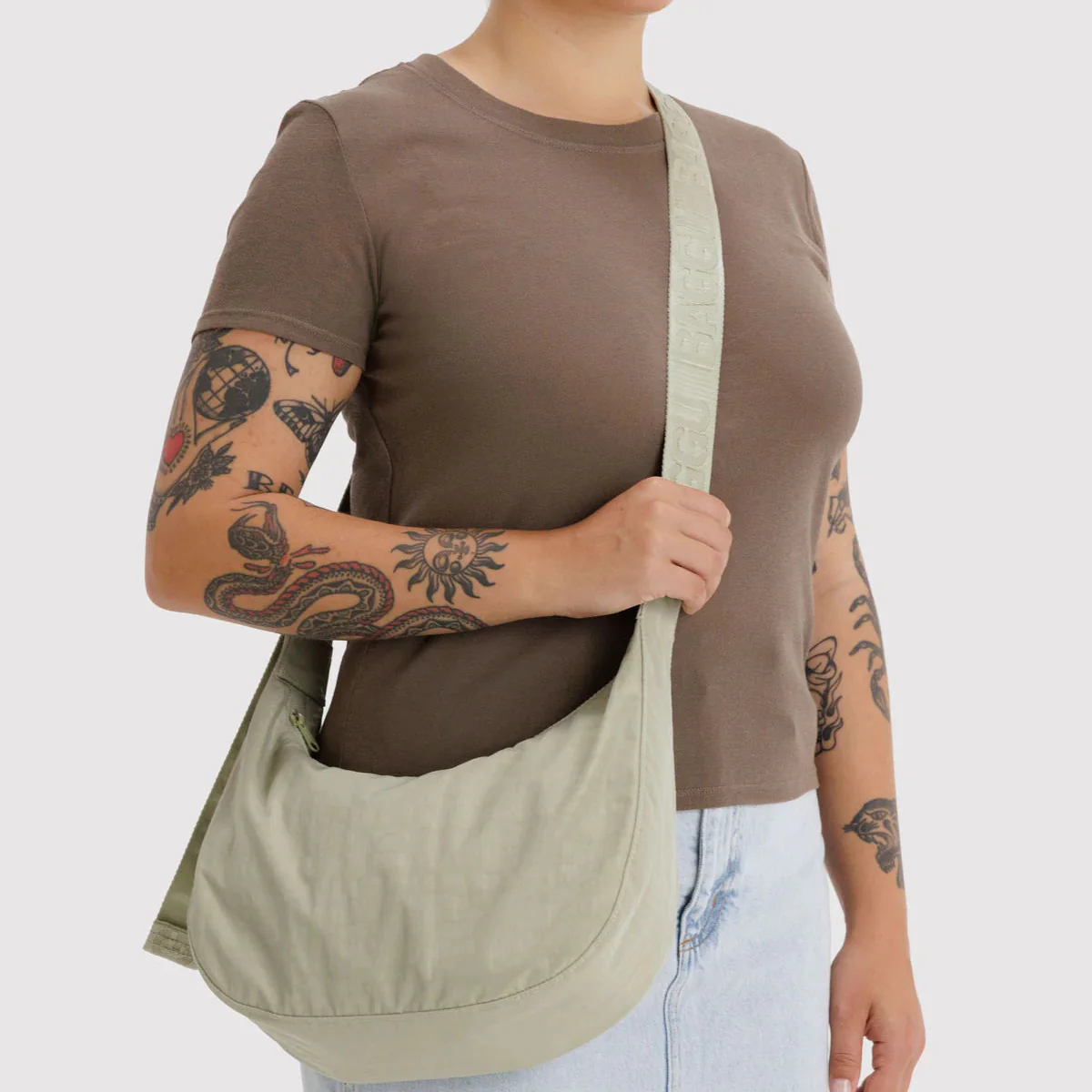 Baggu Medium Nylon Crescent Bag - Celadon - Image 2