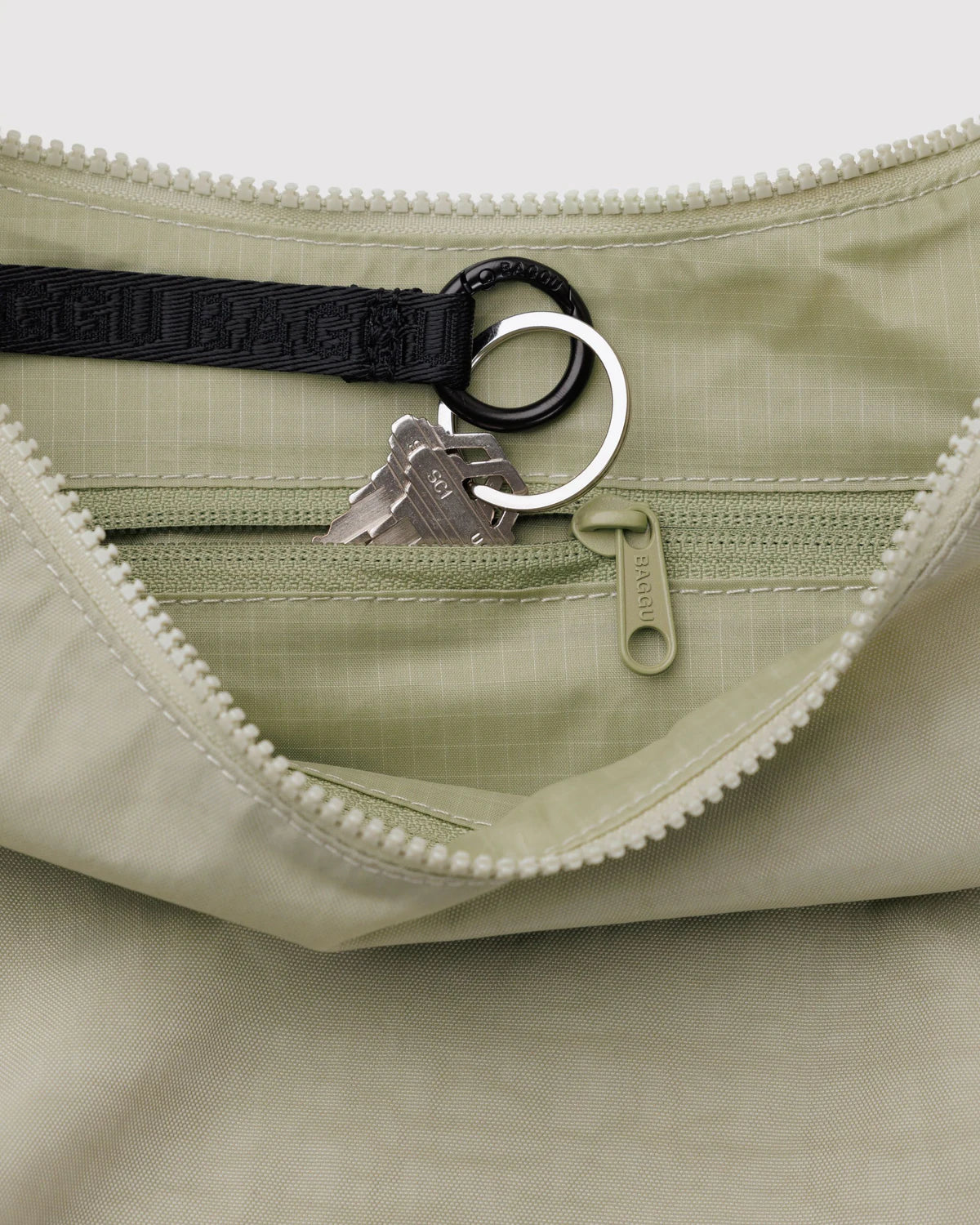 Baggu Medium Nylon Crescent Bag - Celadon - Image 3