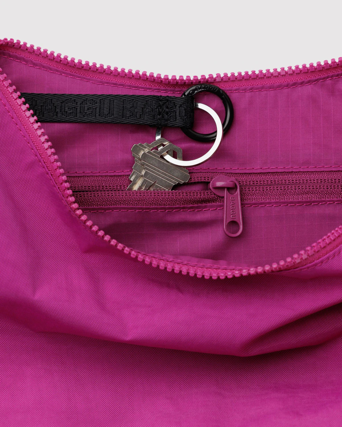 Baggu Medium Nylon Crescent Bag - Deep Fuchsia - Image 3
