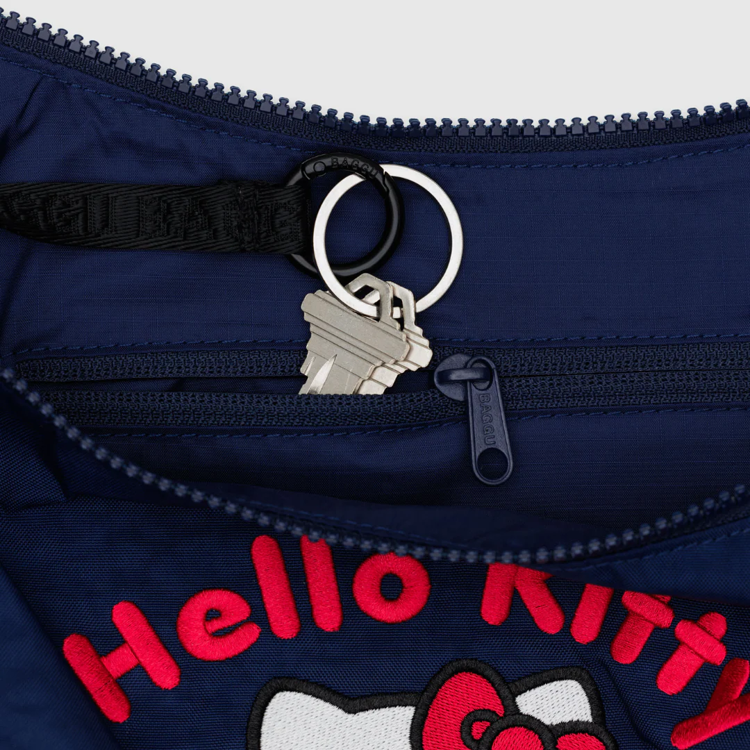 Baggu Medium Nylon Crescent Bag - Embroidered Hello Kitty & Teddy - Image 3