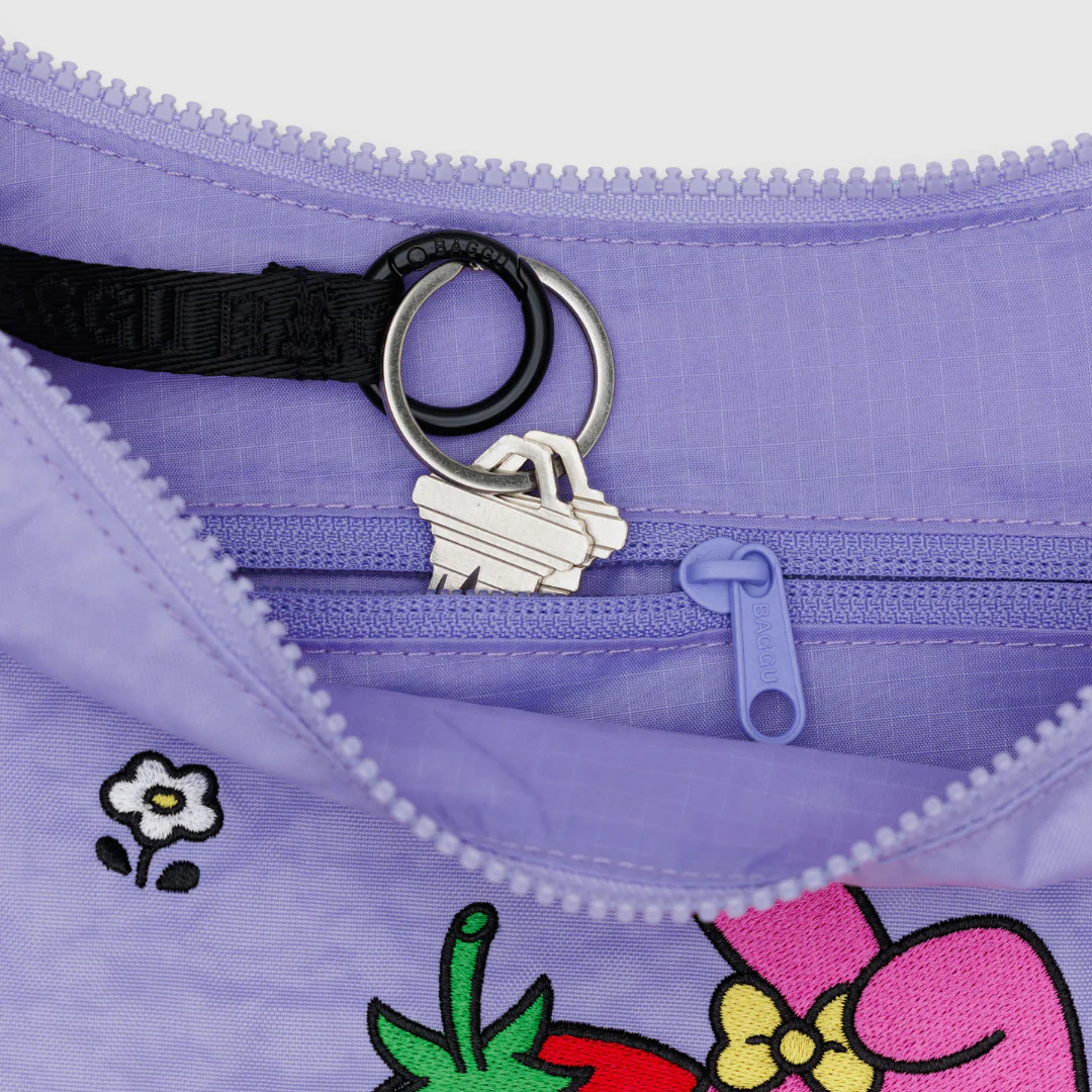 Baggu Medium Nylon Crescent Bag - Embroidered My Melody Strawberry - Image 3