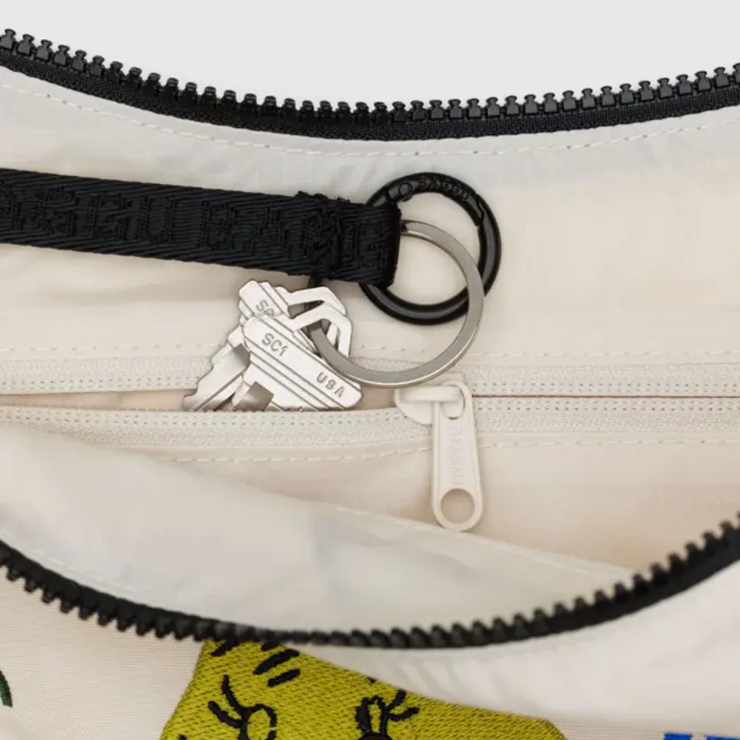 Baggu Medium Nylon Crescent Bag - Embroidered Painted Prairie - Image 3