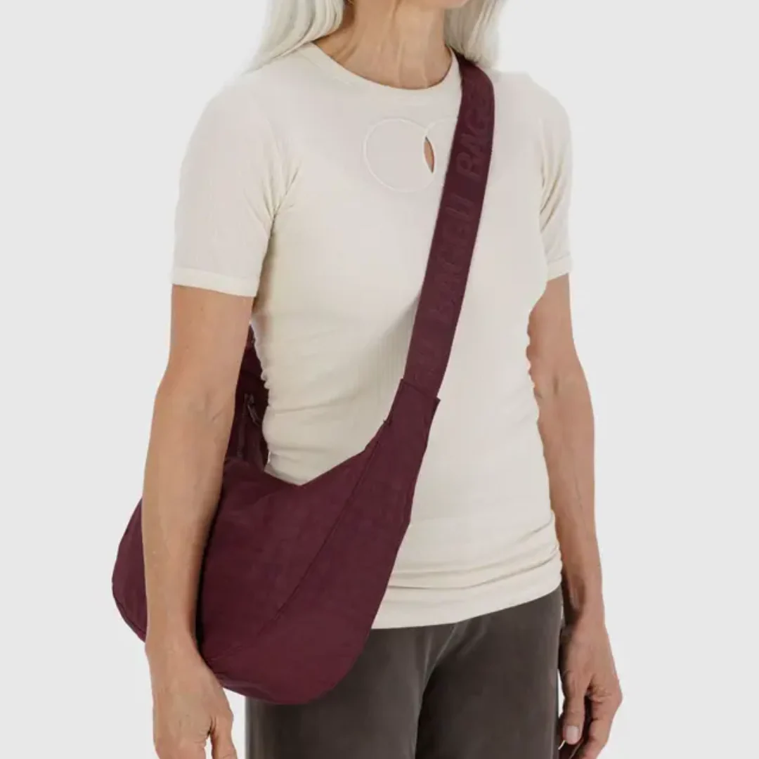Baggu Medium Nylon Crescent Bag - Mahogany - Image 2