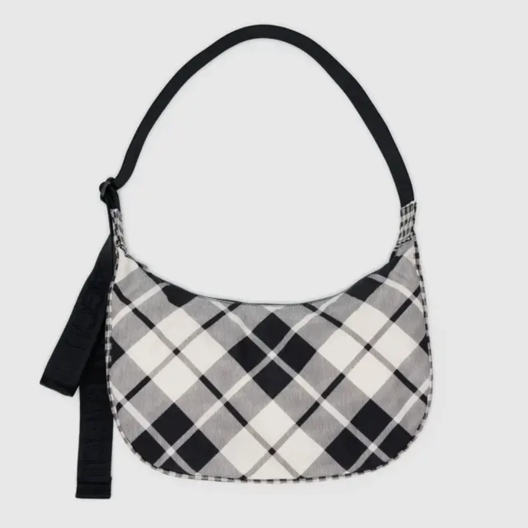 Baggu Medium Nylon Crescent Bag - Mixed Plaid