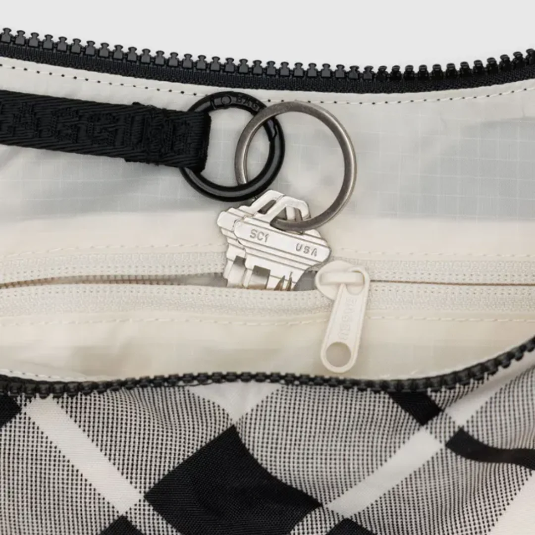 Baggu Medium Nylon Crescent Bag - Mixed Plaid - Image 4
