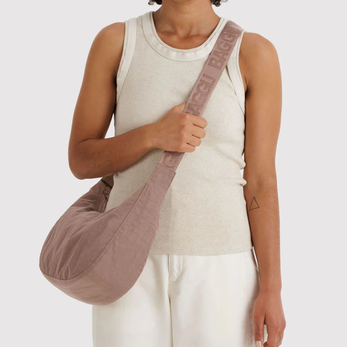 Baggu Medium Nylon Crescent Bag - Toasted Almond - Image 2