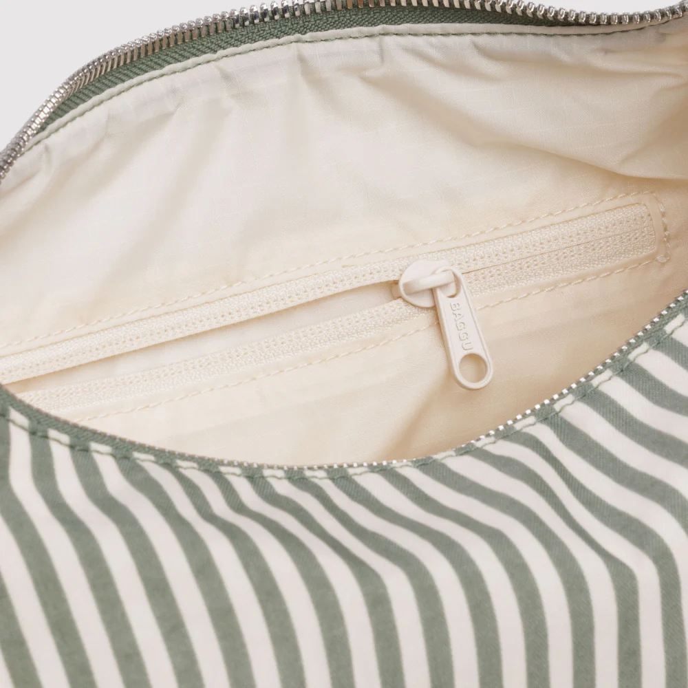 Baggu Nylon Meringue Bag - Sage Stripe - Image 2