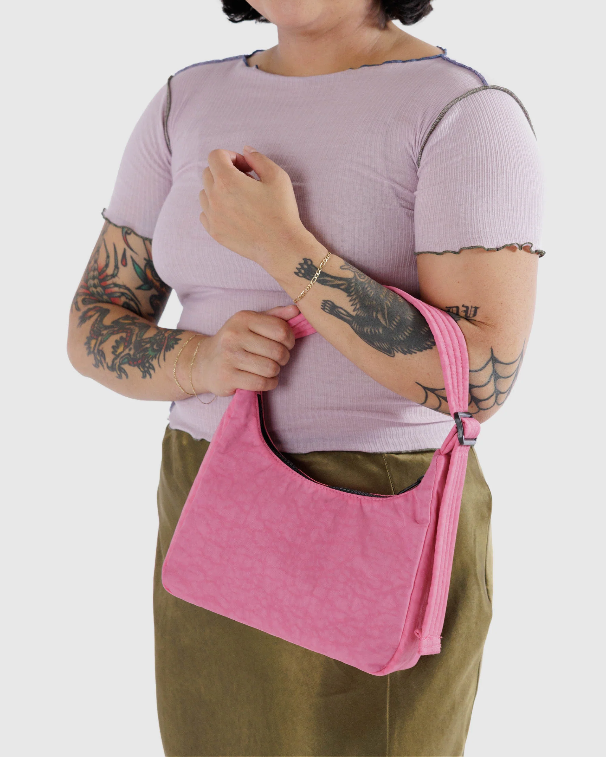 Baggu Mini Nylon Shoulder Bag - Azalea Pink - Image 2