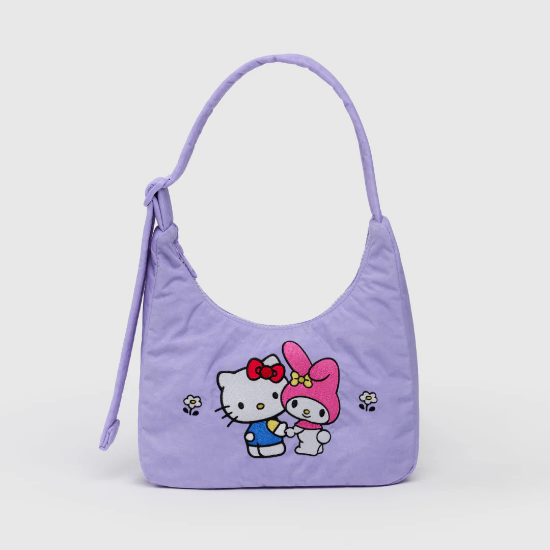 Baggu Mini Nylon Shoulder Bag - Embroidered Hello Kitty & My Melody