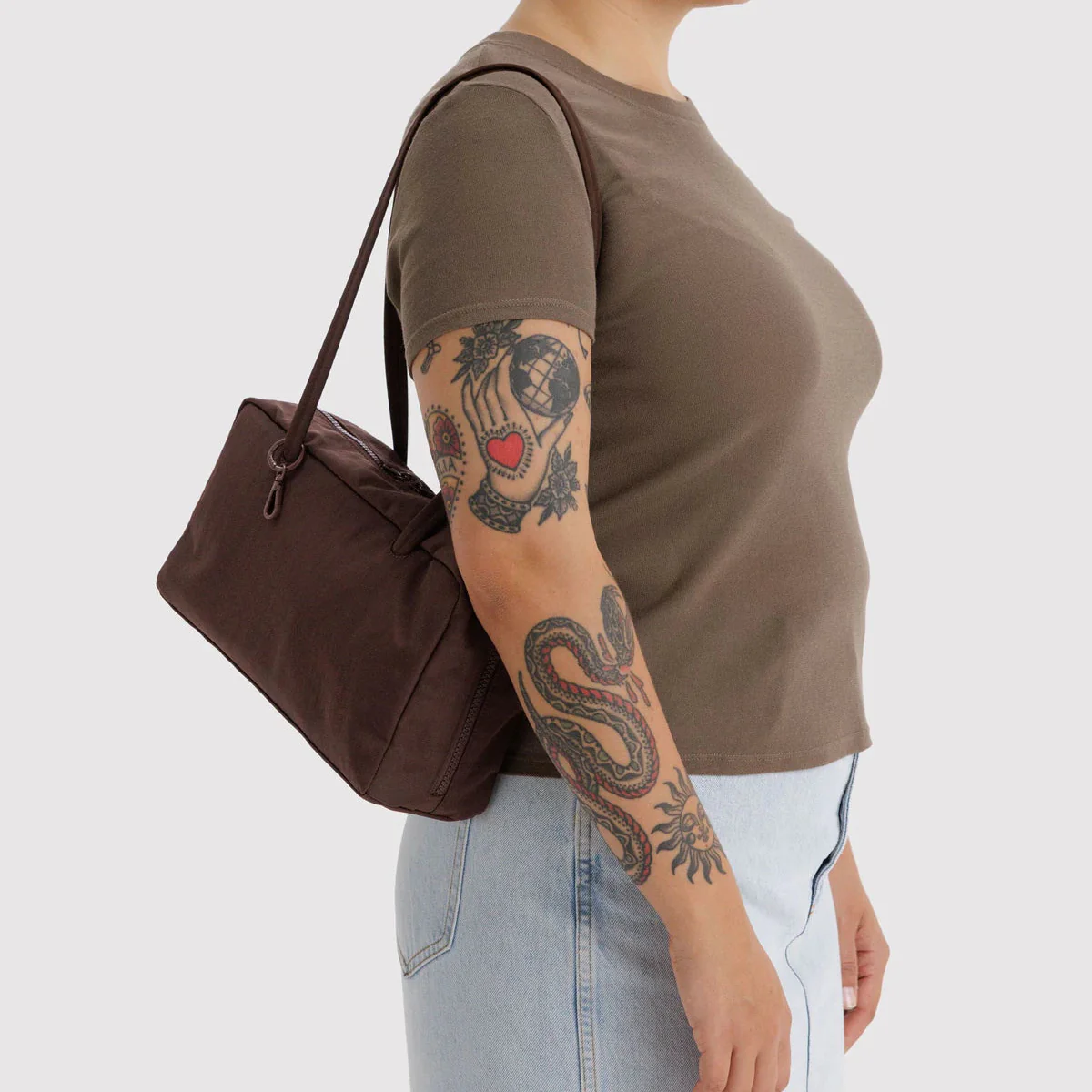Baggu Nylon Bowler Bag - Coffee - Image 2