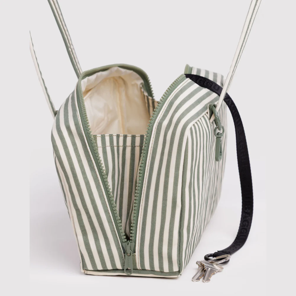 Baggu Nylon Bowler Bag - Sage Stripe - Image 2
