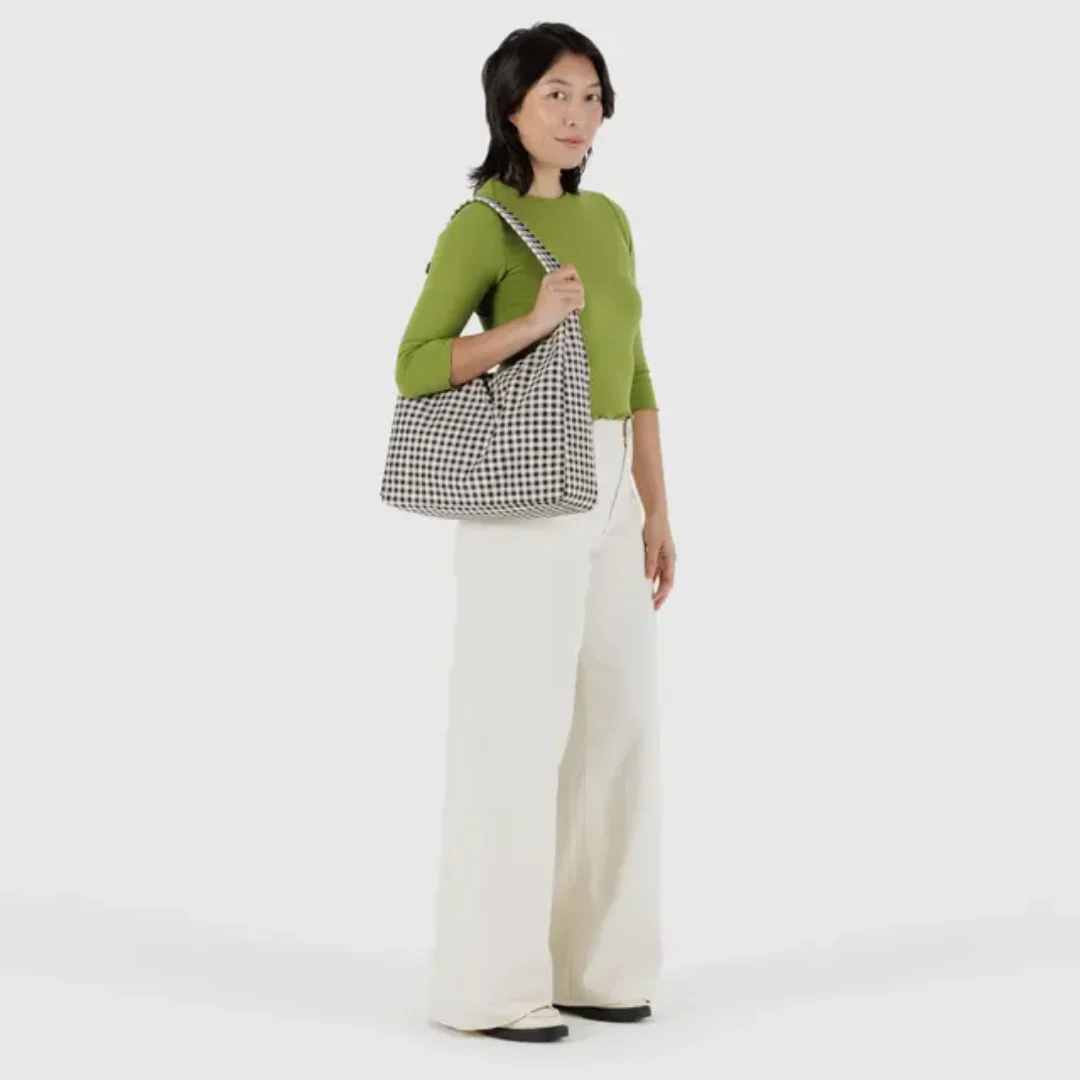 Baggu Nylon Shoulder Bag - Black & White Gingham - Image 2