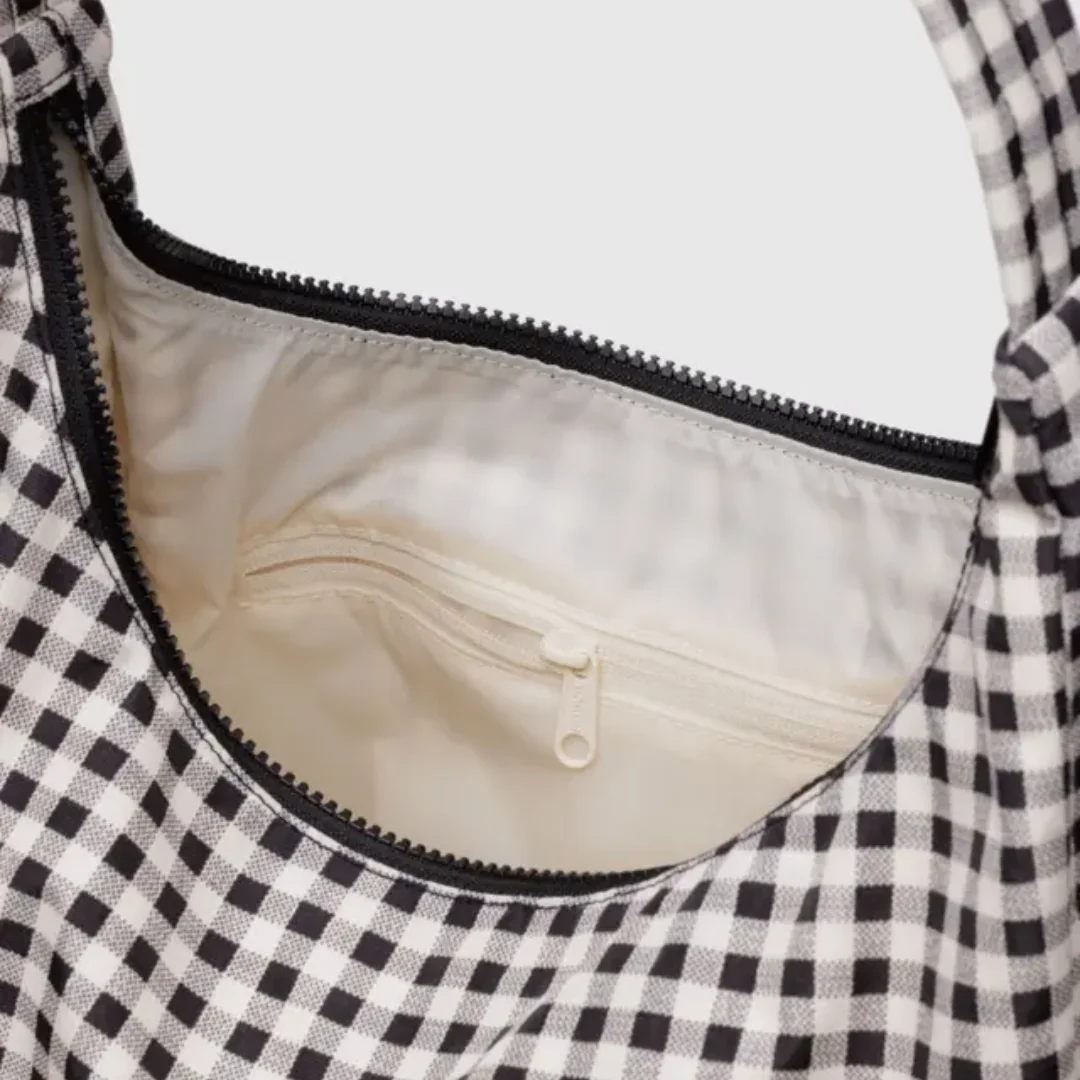 Baggu Nylon Shoulder Bag - Black & White Gingham - Image 4