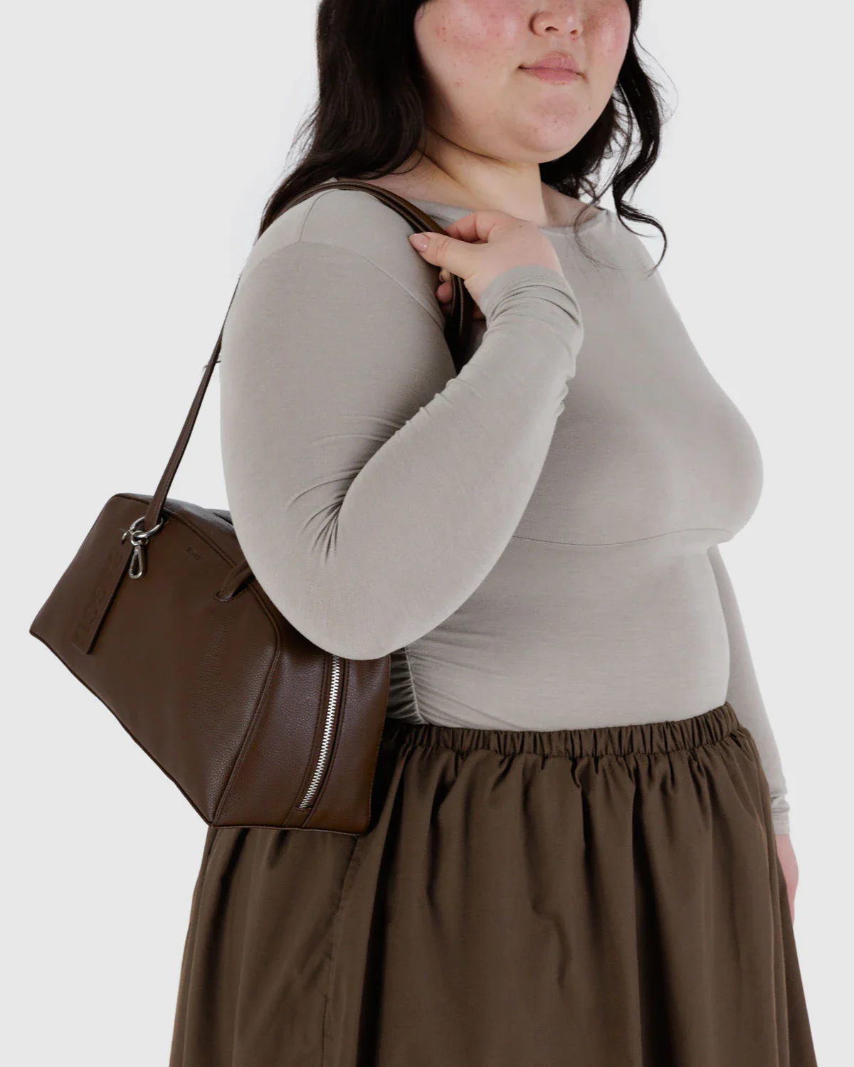 Baggu Recycled Leather Bowler Bag - Brown - Image 2