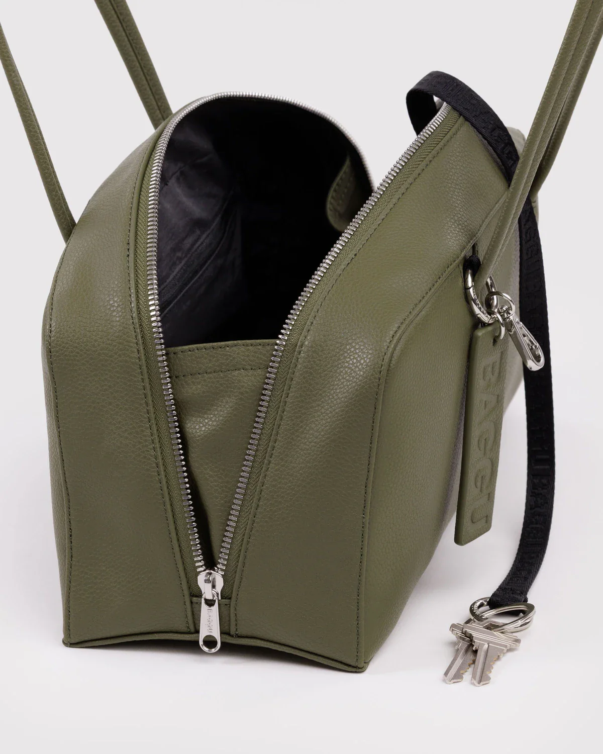 Baggu Recycled Leather Bowler Bag - Loden - Image 4