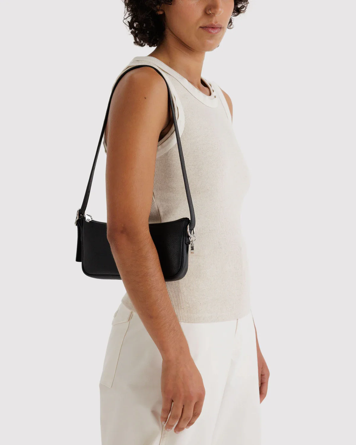 Baggu Recycled Leather Pouchette- Black - Image 2