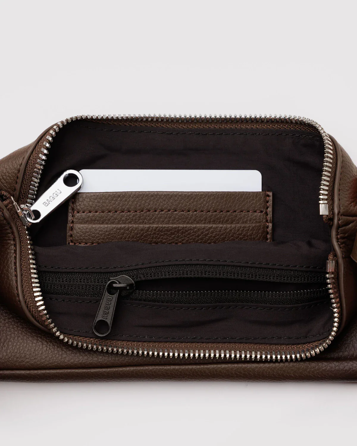 Baggu Recycled Leather Pouchette- Brown - Image 4