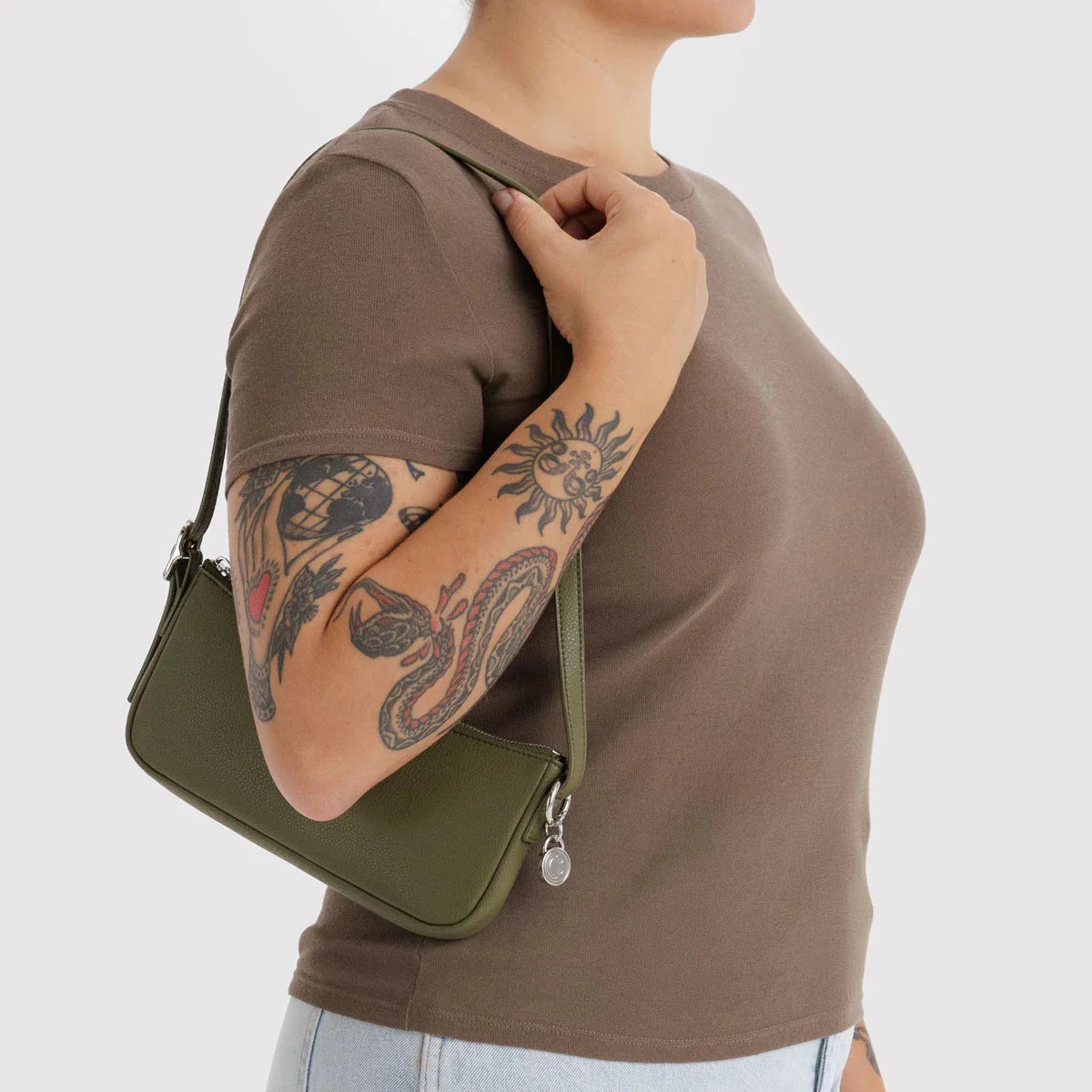 Baggu Recycled Leather Pouchette- Loden - Image 2