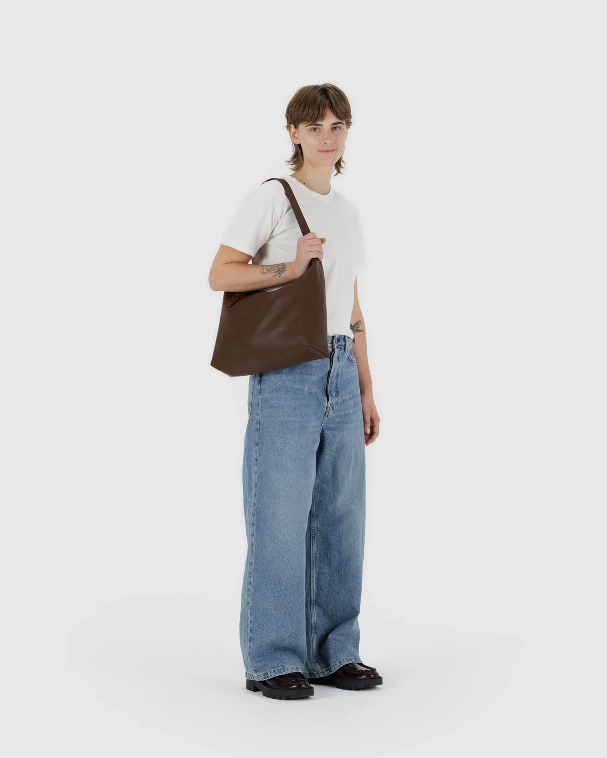 Baggu Recycled Leather Shoulder Bag - Brown - Image 2