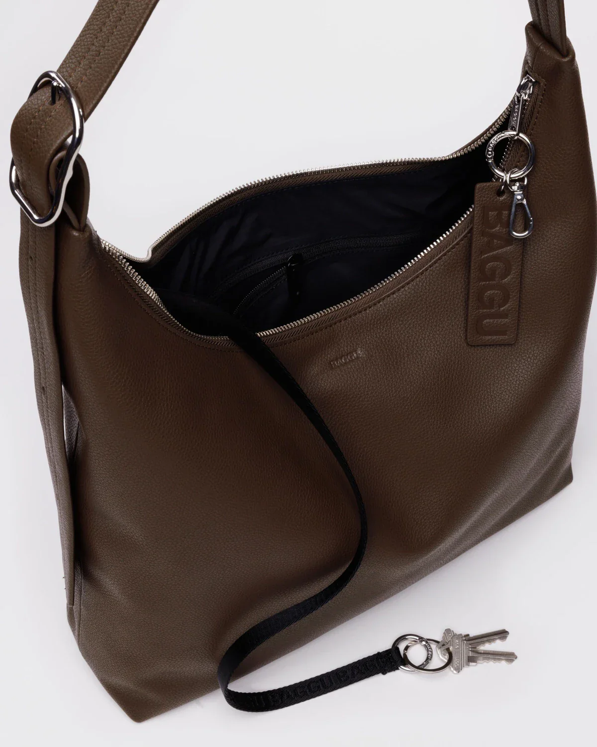 Baggu Recycled Leather Shoulder Bag - Brown - Image 5