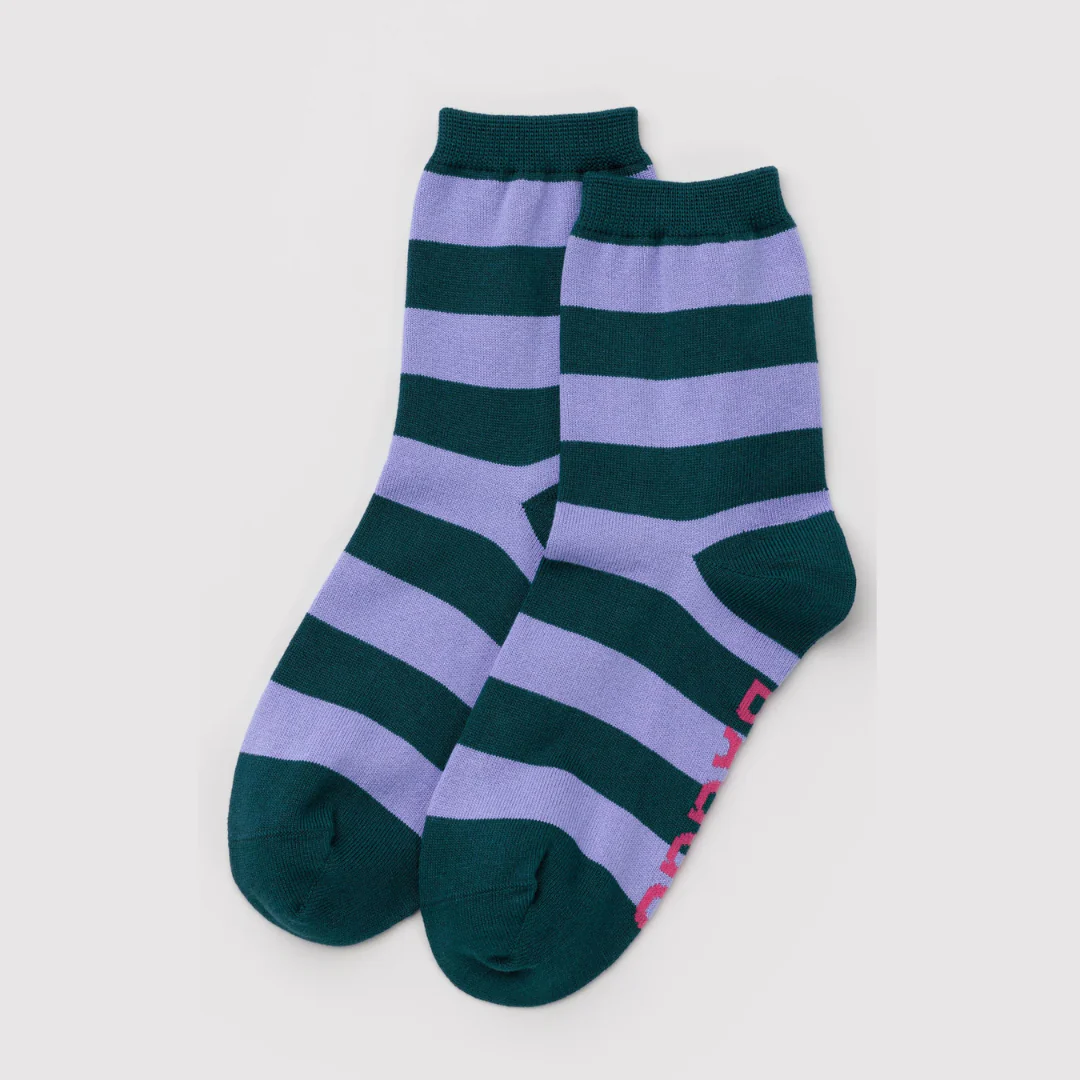 Baggu Crew Sock - Malachite Stripe