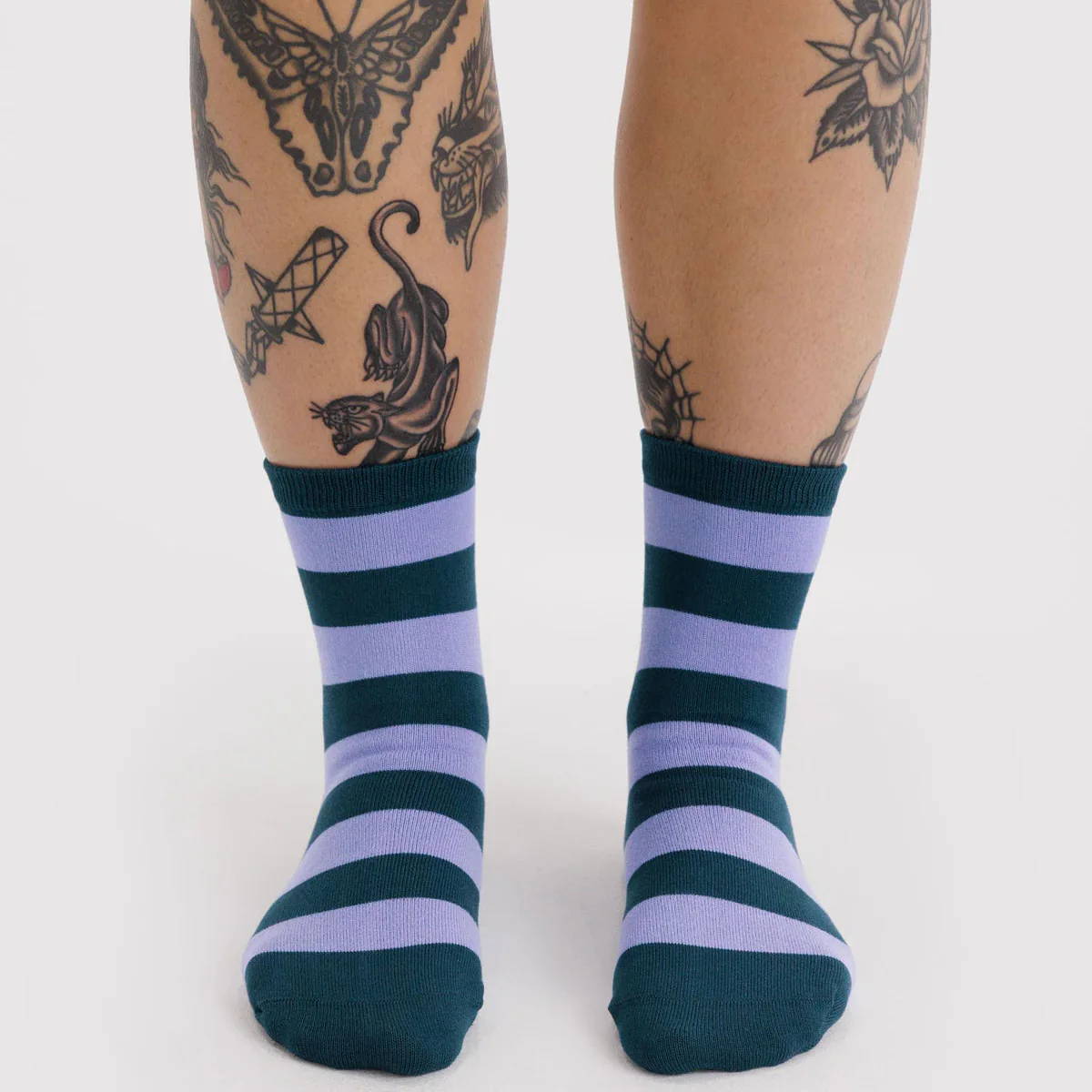 Baggu Crew Sock - Malachite Stripe - Image 3