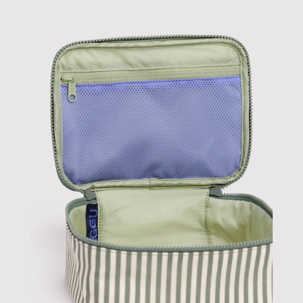 Baggu Small Cosmetic Case - Sage Stripe - Image 3