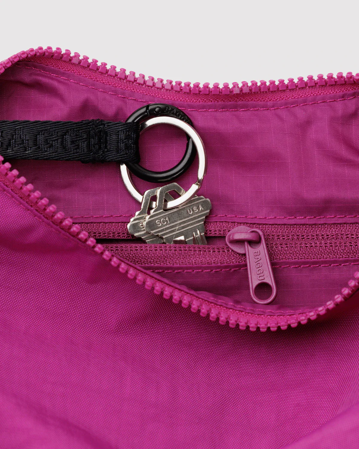 Baggu Small Nylon Crescent Bag - Deep Fuchsia - Image 3