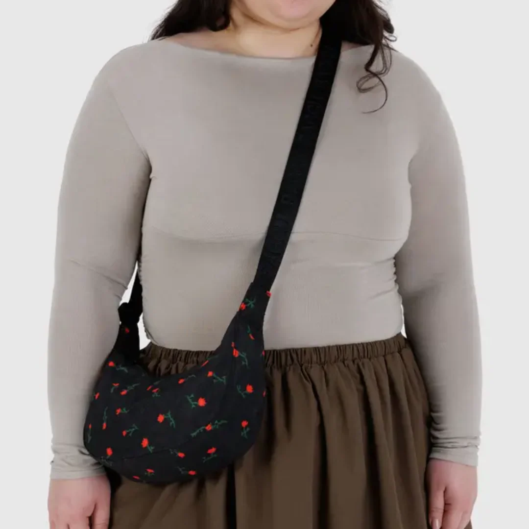 Baggu Small Nylon Crescent Bag - Painted Wildflower - Image 2