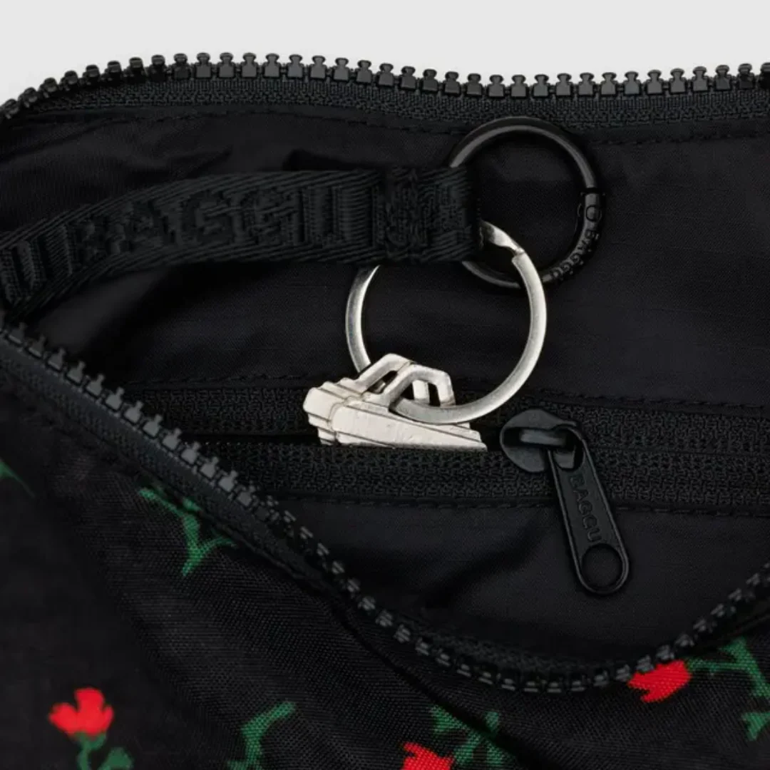Baggu Small Nylon Crescent Bag - Painted Wildflower - Image 3