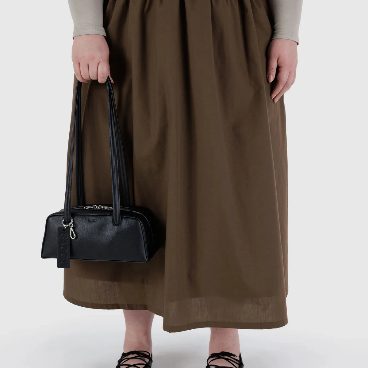 Baggu Small Recycled Leather Bowler Bag- Black - Image 2