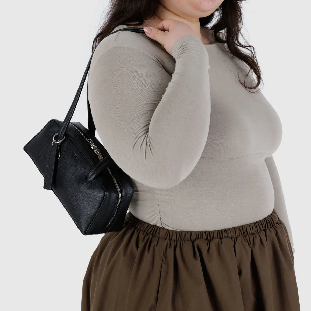 Baggu Small Recycled Leather Bowler Bag- Black - Image 3