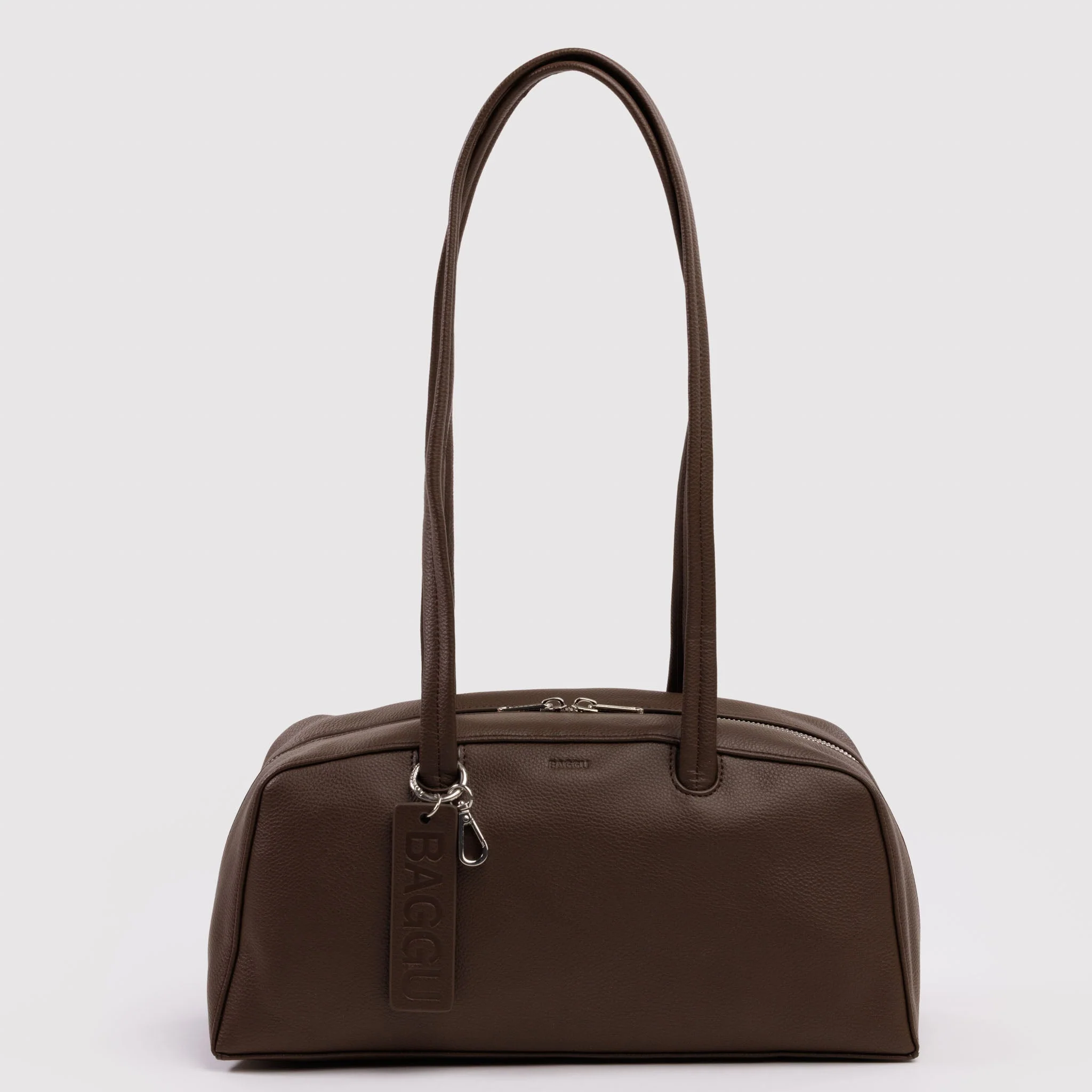 Baggu Small Recycled Leather Bowler Bag- Brown