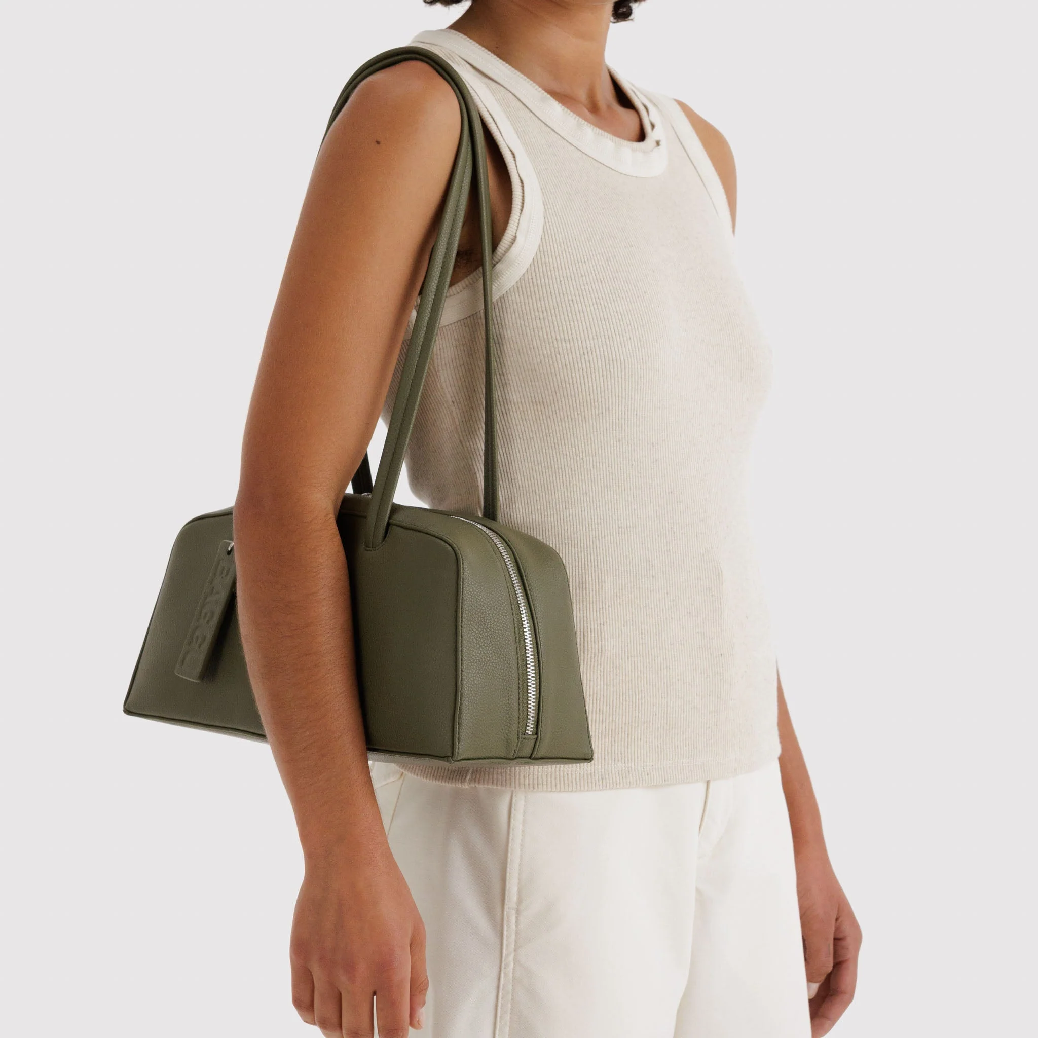Baggu Small Recycled Leather Bowler Bag- Loden - Image 2