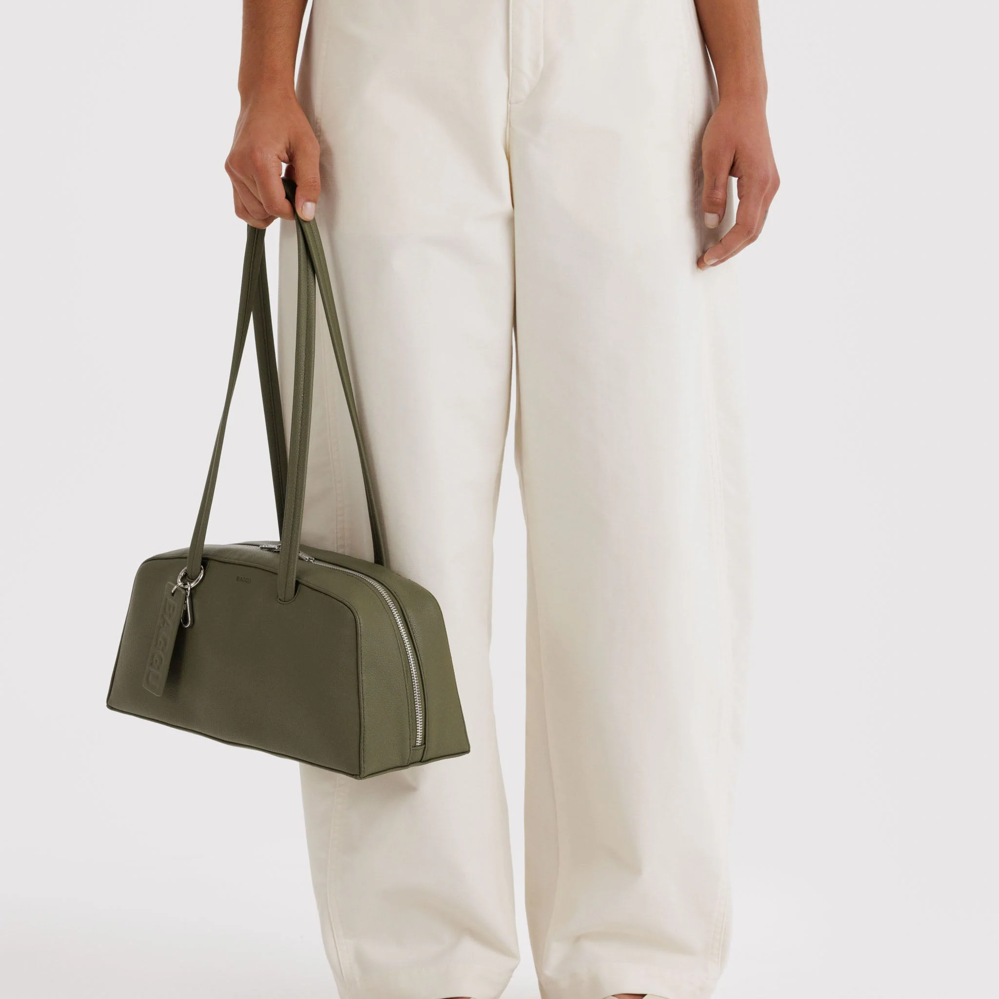 Baggu Small Recycled Leather Bowler Bag- Loden - Image 3