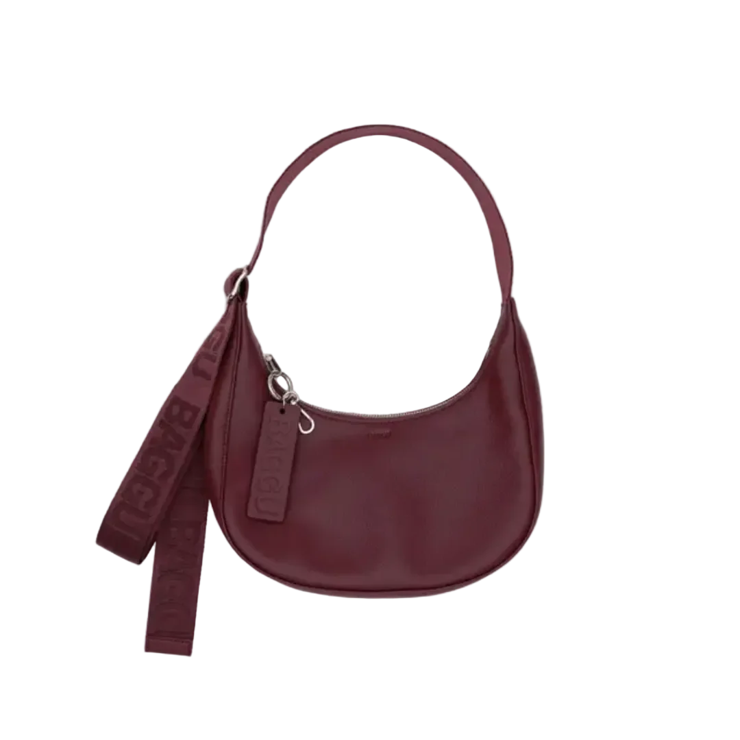 Baggu Small Recycled Leather Crescent Bag - Mahogany