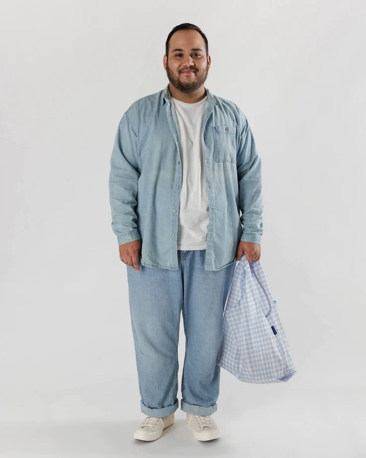 Baggu Standard Bag - Blue Pixel Gingham - Image 2