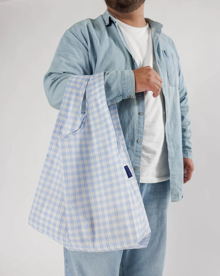 Baggu Standard Bag - Blue Pixel Gingham - Image 3