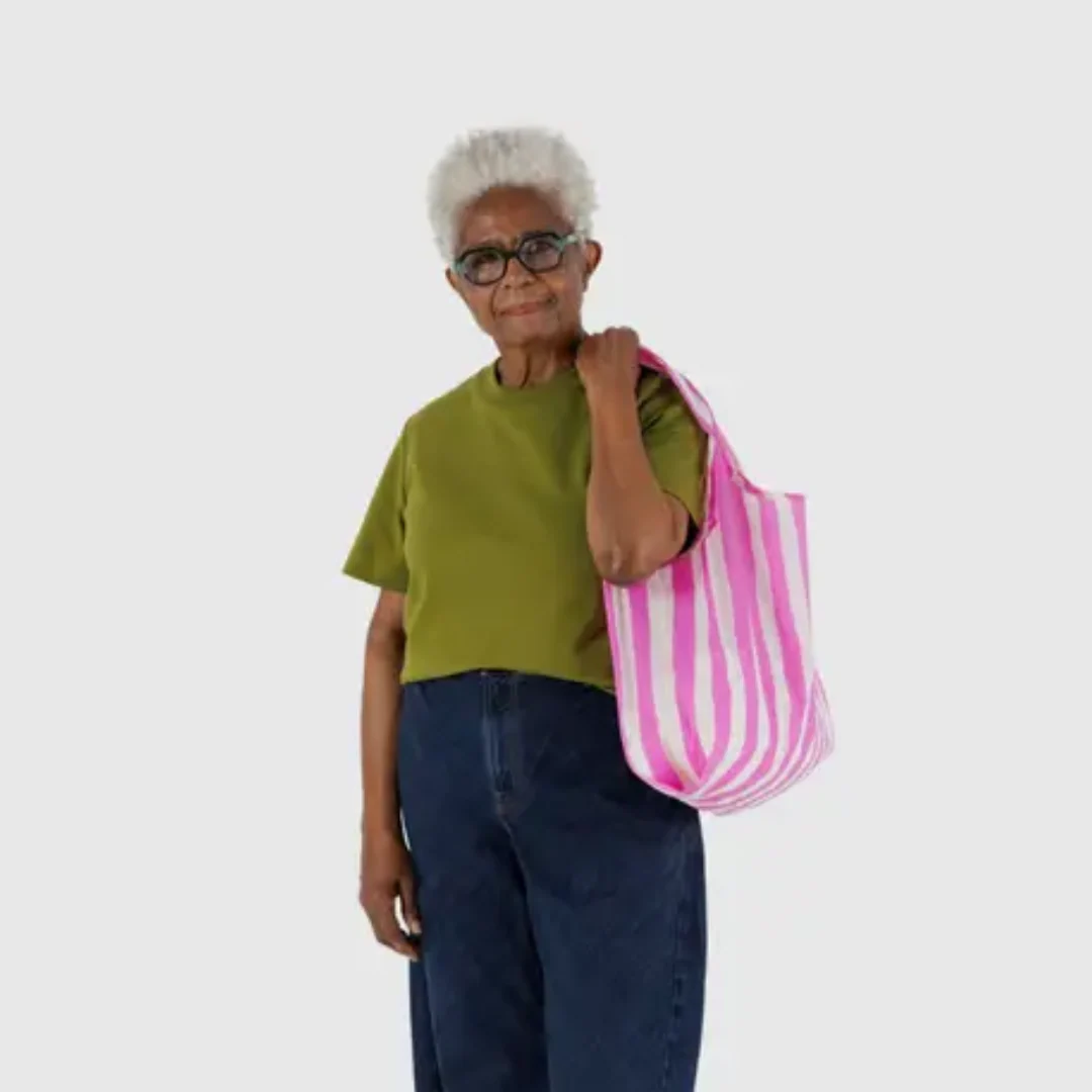 Baggu Standard Bag - Pink Painted Stripe - Image 2
