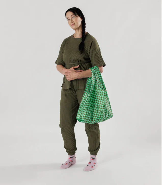 Baggu Standard Bag - Wavy Gingham Green - Image 2